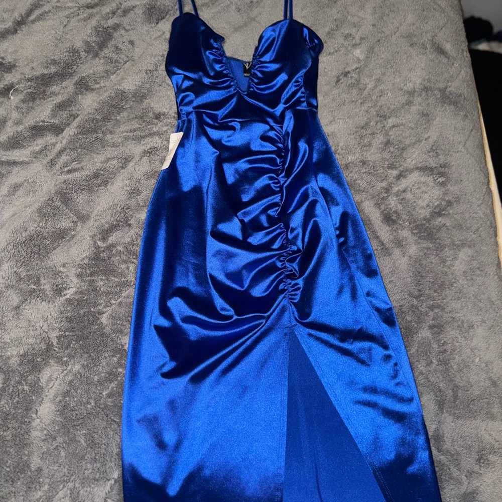 Windsor Royal Blue Satin Midi Dress